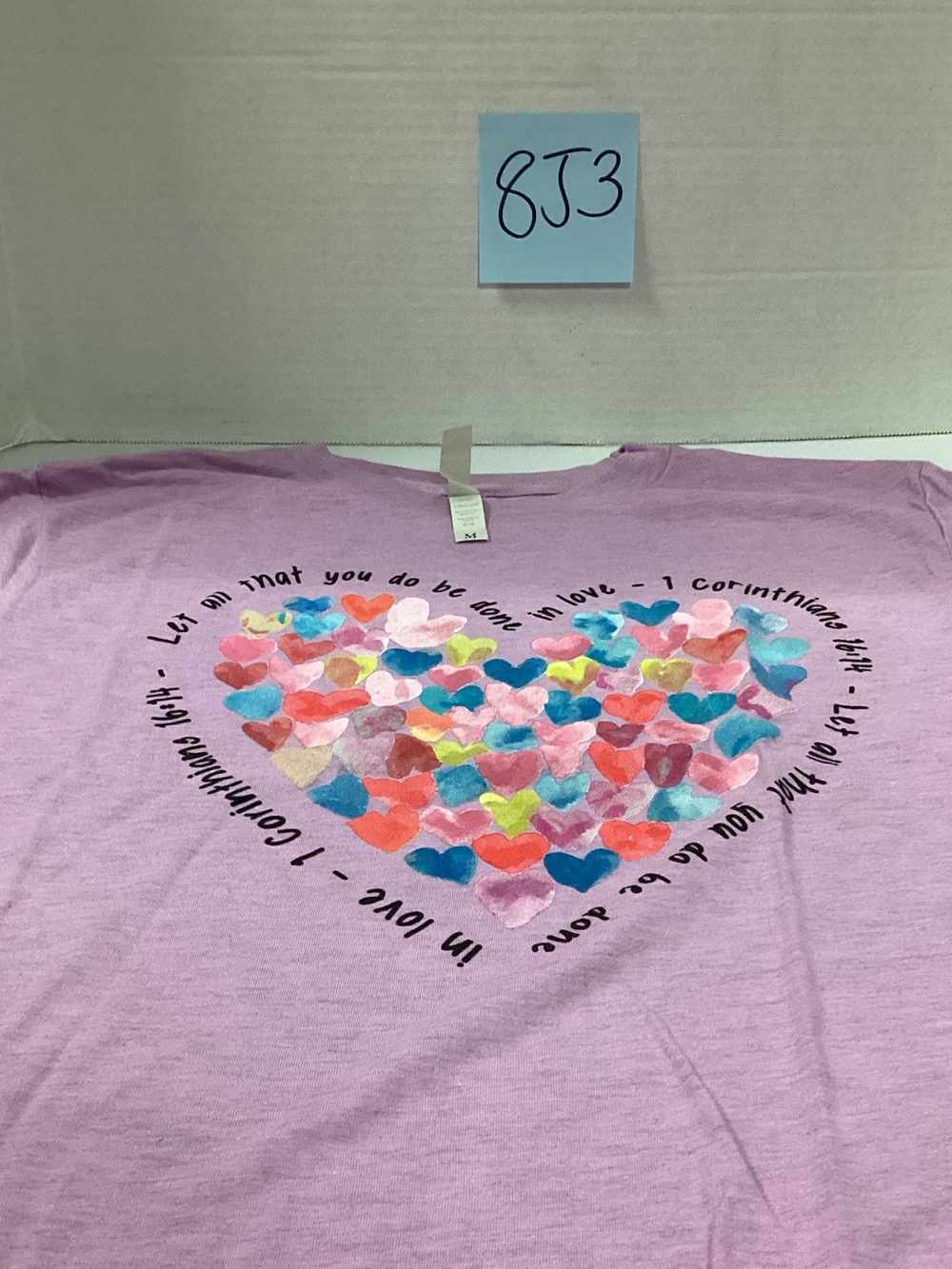 Love in faith Womens Lavender Heart Print Short Sleeve Tee